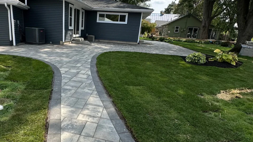 After: Brick Paver Patio With Walkway