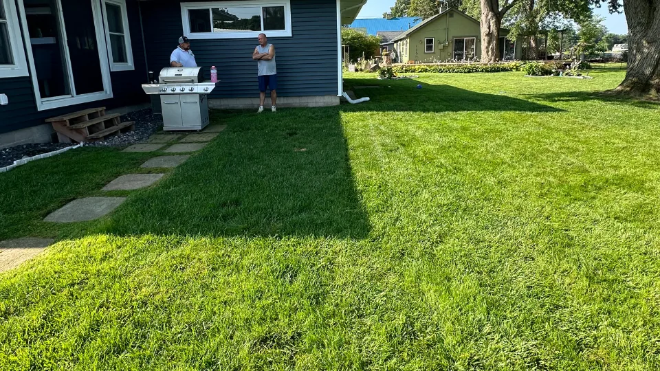 Before: Brick Paver Patio With Walkway
