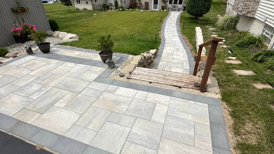 Brick Paver Driveway Patio With Walkway
