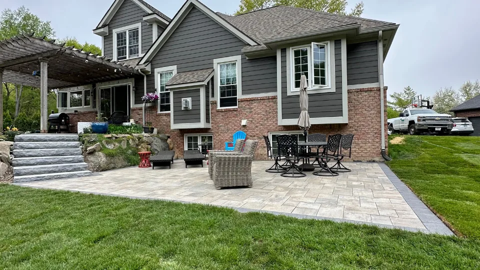 Brick Paver Patio With Stairs