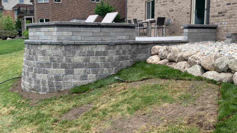 Retaining Wall With Brick Paver Patio